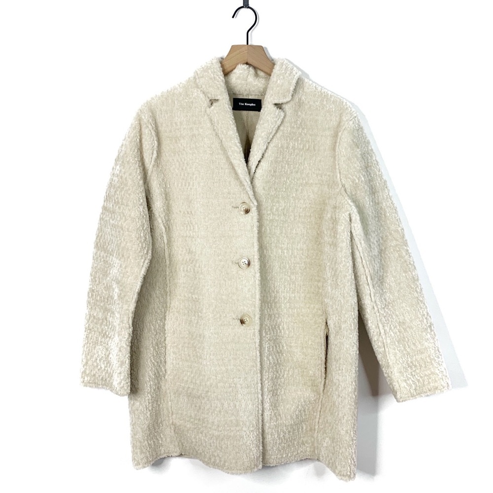 The Kooples Ivory Faux Fur Sherling Button Coat L
